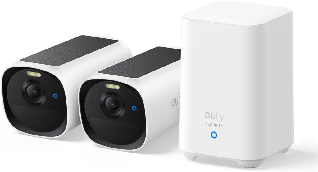 eufy Security eufyCam E40 2-Cam Kit, Solar Security Camera, 2K MaxColor Night Vision with Integrated Solar Panel, Built-in 16GB Local Storage, No Monthly Fee, Easy Set-up, IP66