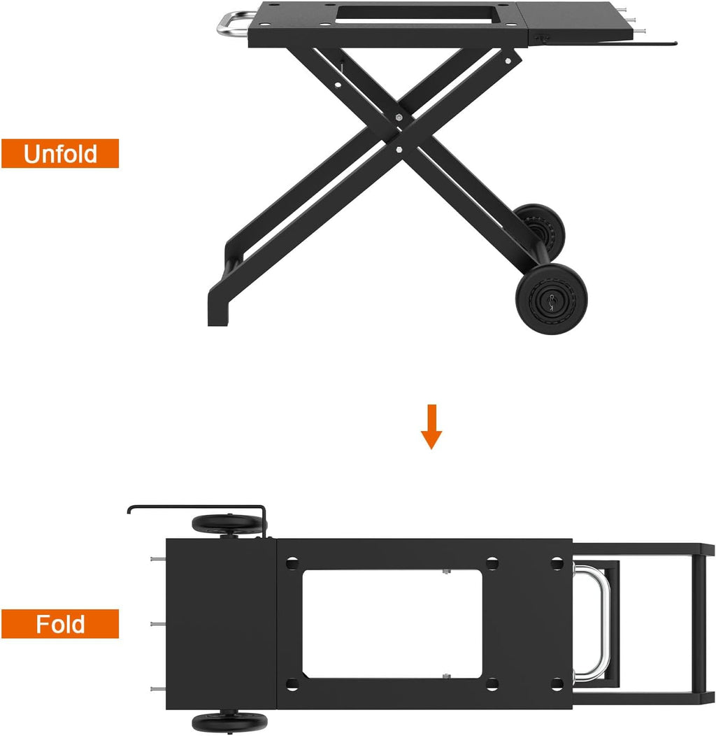 Griddle Stand for Blackstone 22 17 Inch Tabletop Grill, Heavy-Duty Foldable Griddle Table with Wheels, Griddle Trolley Dining Table Cart, Grill Replacement Part for Outdoor Camping BBQ Tailgating