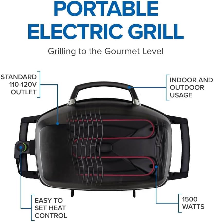 Napoleon TravelQ PRO285E Portable Electric Grill, Black, Tailgating, Camping, and Small Outdoor Spaces