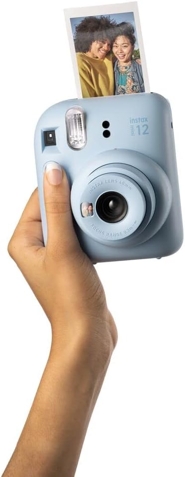 Fujifilm Instax Mini 12 Instant Film Camera Pastel Blue, Fujifilm Instax Mini Twin Pack Instant Film 20 Prints, Prtotective Case, Gift Bundle