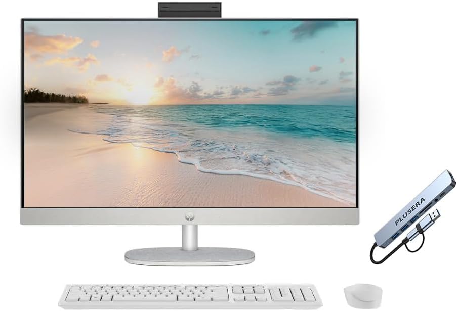 HP 27' FHD Touch-Screen All-in-One Computer, 12-Cores Intel Core Ultra 7, 16GB DDR5 RAM 1.5TB Storage (1TB SSD+512GB Docking Station Set), Windows 11, White