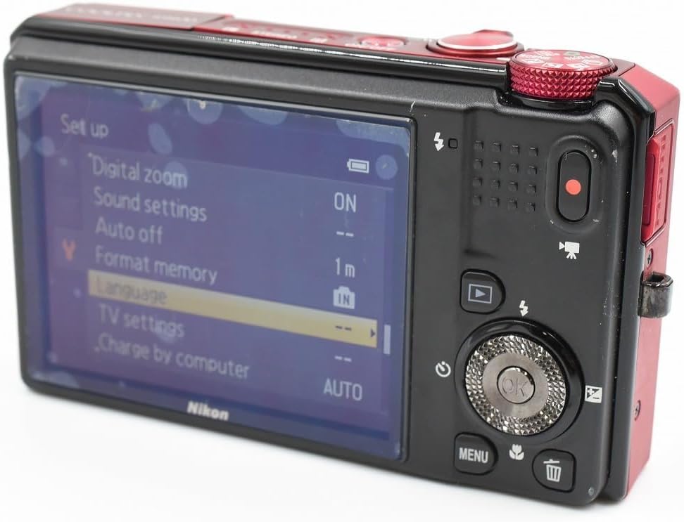 Nikon COOLPIX S9100 12.1 MP CMOS Digital Camera with 18x NIKKOR ED Wide-Angle Optical Zoom Lens and Full HD 1080p Video (Red)