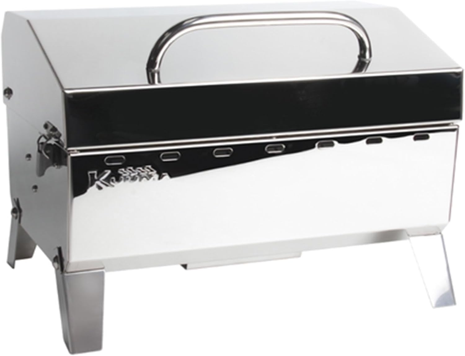 Camco Kuuma Premium Stainless Steel Mountable Gas Grill w/Regulator -Compact Portable Size Perfect for Boats, Tailgating and More - Stow N Go 125' (58140)