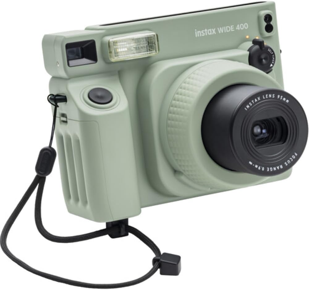 FUJIFILM INSTAX Wide 400 Instant Camera | Sage Green Bundled with INSTAX Wide Instant Film | 20 Exposures + Wide Album & Colored Frames + Cleaning Cloth (4 Items)