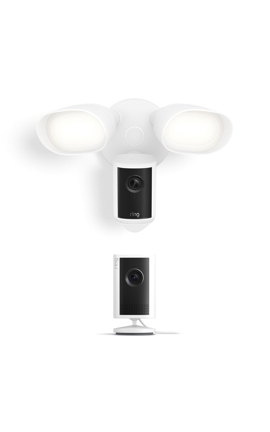 Ring Floodlight Cam Pro (Newest Model), White with Indoor Cam Plus (Newest Model), White