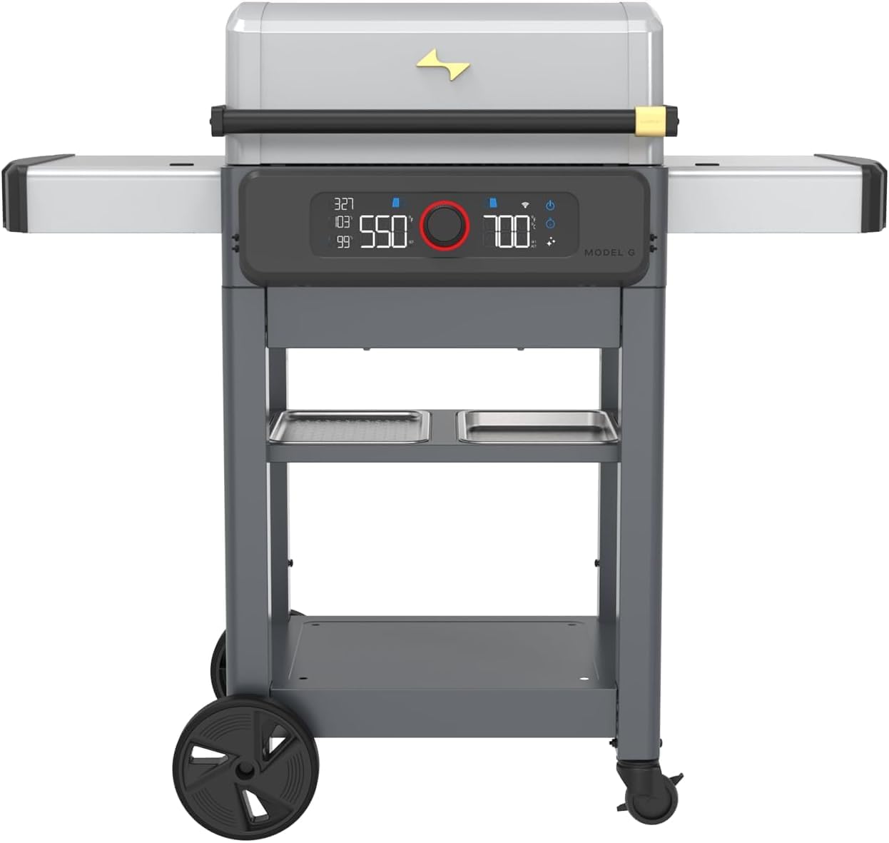 Current® Model G Dual Zone Grill, Smart Electric Outdoor Grill with 200-700°F Range for Searing & Roasting, Digital Precision, Independent Heat Zones, Apartment-Friendly & Weather-Resistant, Moon Dust