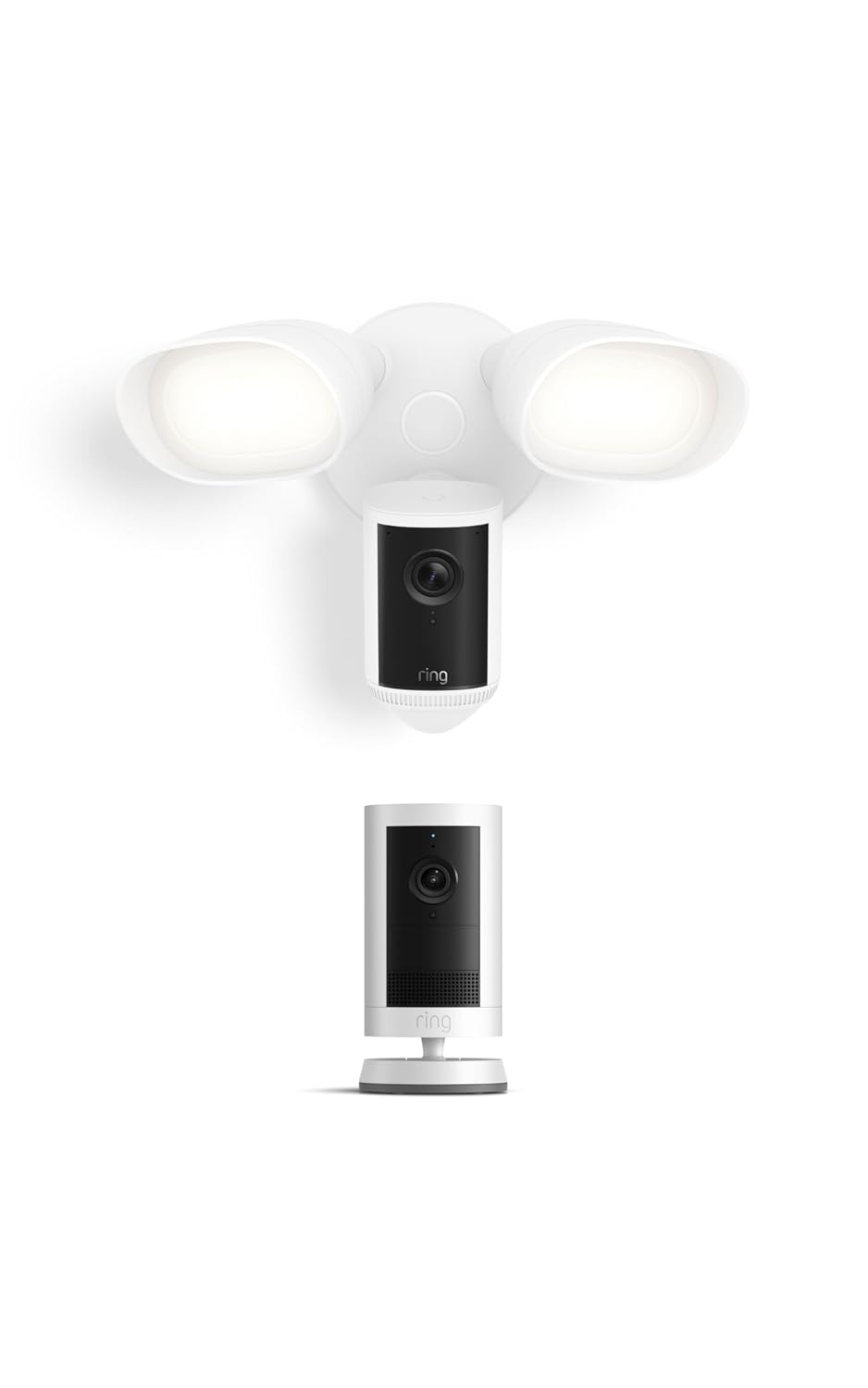 Ring Floodlight Cam Pro (Newest Model), White with Outdoor Cam Plus, Battery, White