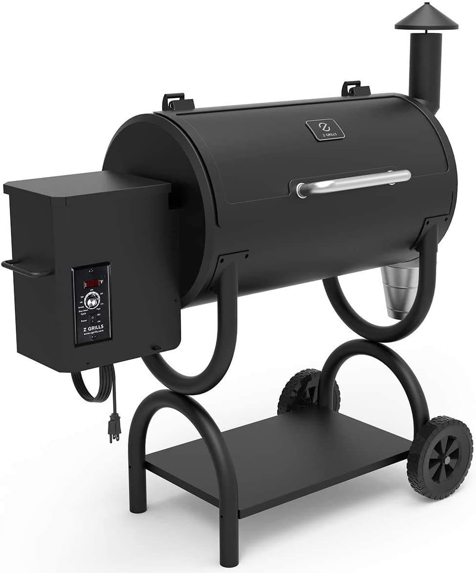 Z GRILLS ZPG-550B 2022 Upgrade Wood Pellet Grill & Smoker 8 in 1 BBQ Auto Temperature Control, Cooking Area, 550 sq in Black