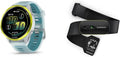 Bundle of Garmin® Forerunner® 570, 47mm, GPS Running Smartwatch, AMOLED Display, Training and Recovery Features, Amp Yellow Aluminum with Translucent Whitestone/Turquoise Band + Garmin® HRM 600 M-XL