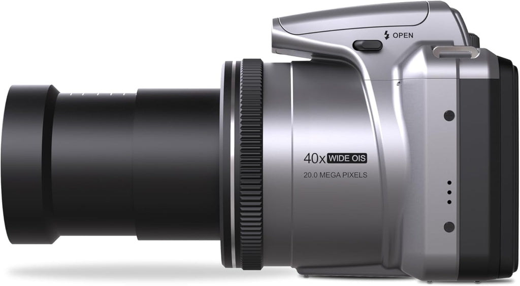 Minolta MN40Z 20MP Digital Camera – 40x Optical Zoom, 1080p FHD Video, 3.0' LCD, Wi-Fi, Face/Smile/Blink Detection – Silver