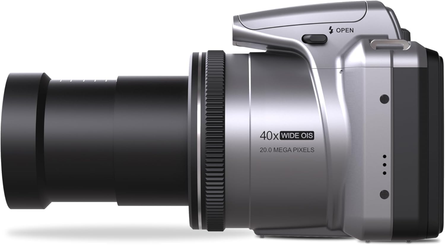 Minolta MN40Z 20MP Digital Camera – 40x Optical Zoom, 1080p FHD Video, 3.0' LCD, Wi-Fi, Face/Smile/Blink Detection – Silver