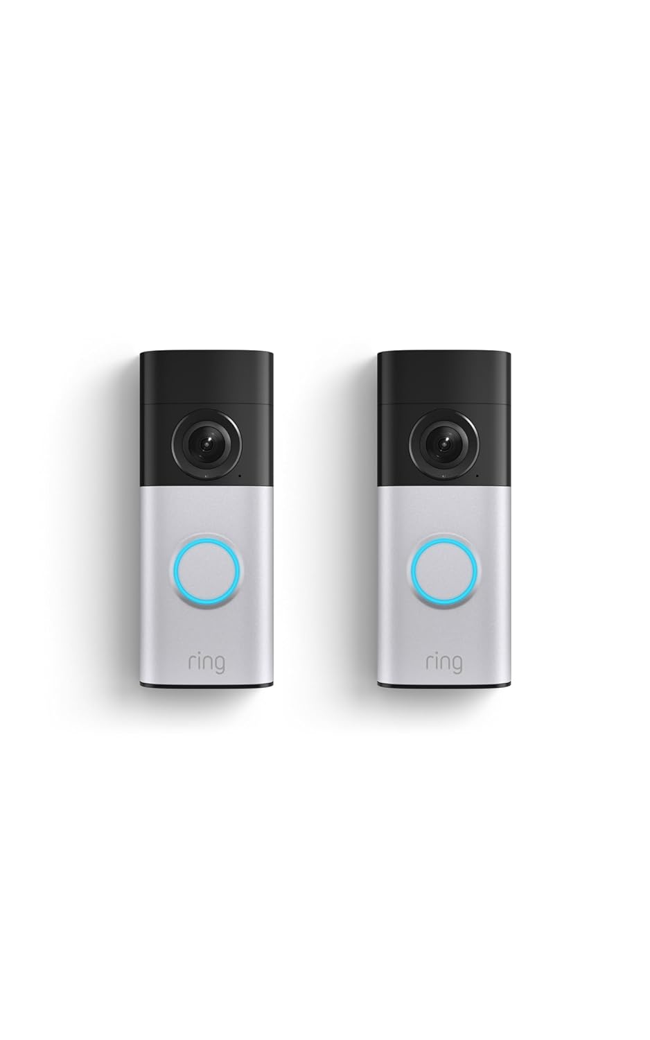 Ring Wired Doorbell Plus (Newest Model) — Retinal 2K with wide-angle video, 4x Enhanced Zoom, and Low-Light Sight 2-pack, Nickel Silver
