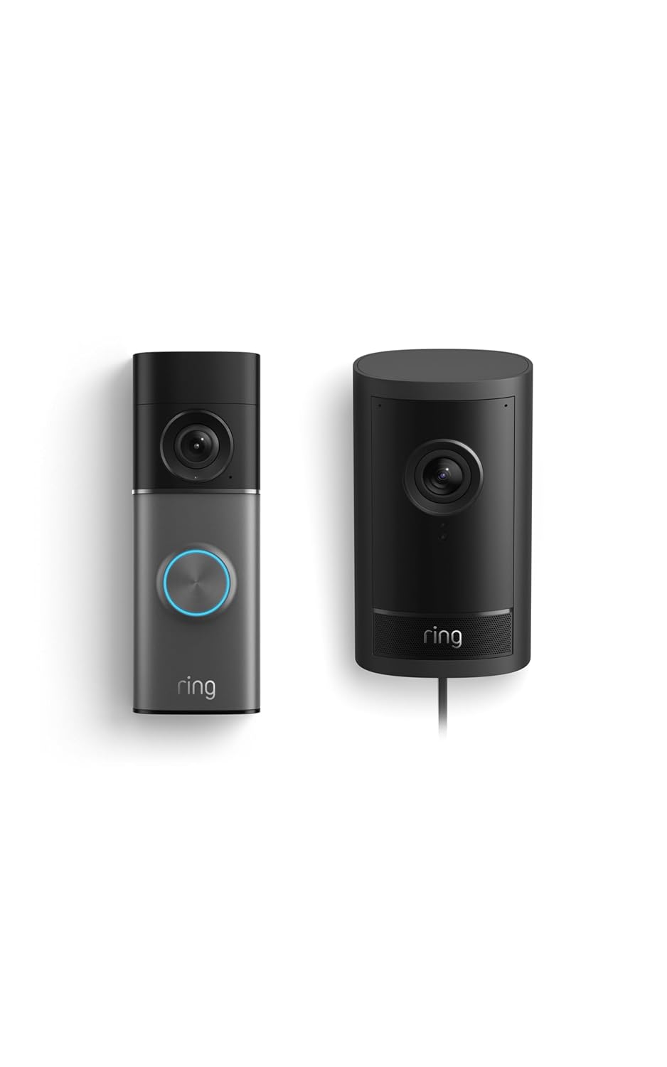 Ring Wired Doorbell Pro (Newest Model), Deep Silver with Outdoor Cam Cam Pro, Plug-In Black