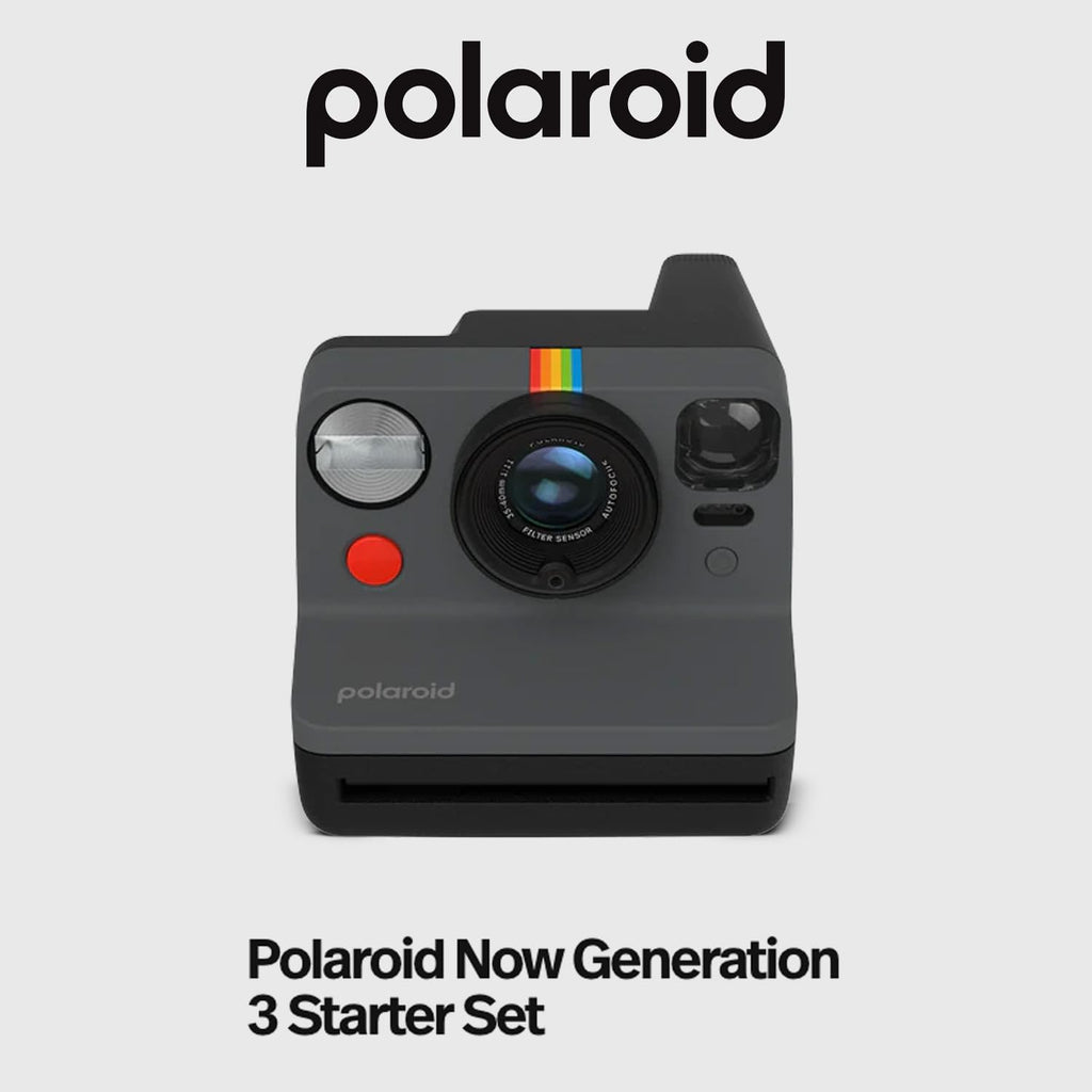 Polaroid Now Generation 3 Instant Camera with Built-in Tripod Mount and Two-Lens Autofocus System (Black) Bundle with Film Kit and Originals Color Instant Film (3 Items)