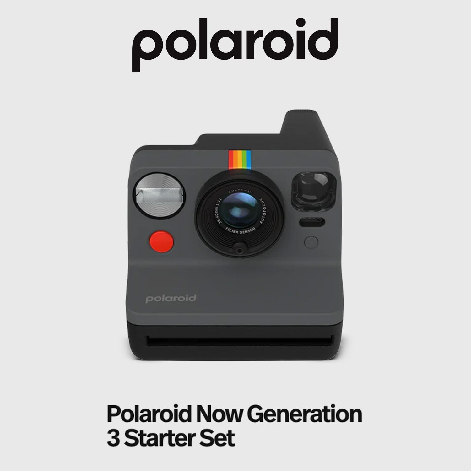 Polaroid Now Generation 3 Instant Camera with Built-in Tripod Mount and Two-Lens Autofocus System (Black) Bundle with Film Kit and Originals Color Instant Film (3 Items)