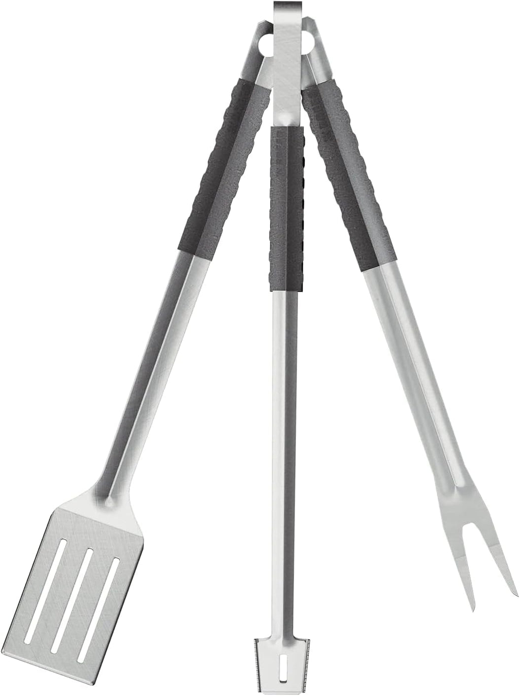 Breeo Grilling Tools Set - Tongs, Spatula, & Fork - Stainless Steel Grilling Accessories - Grill Tools, Griddle & BBQ Accessories for Live-Fire Cooking & Backyard BBQ (Grill Set - Long, 24')