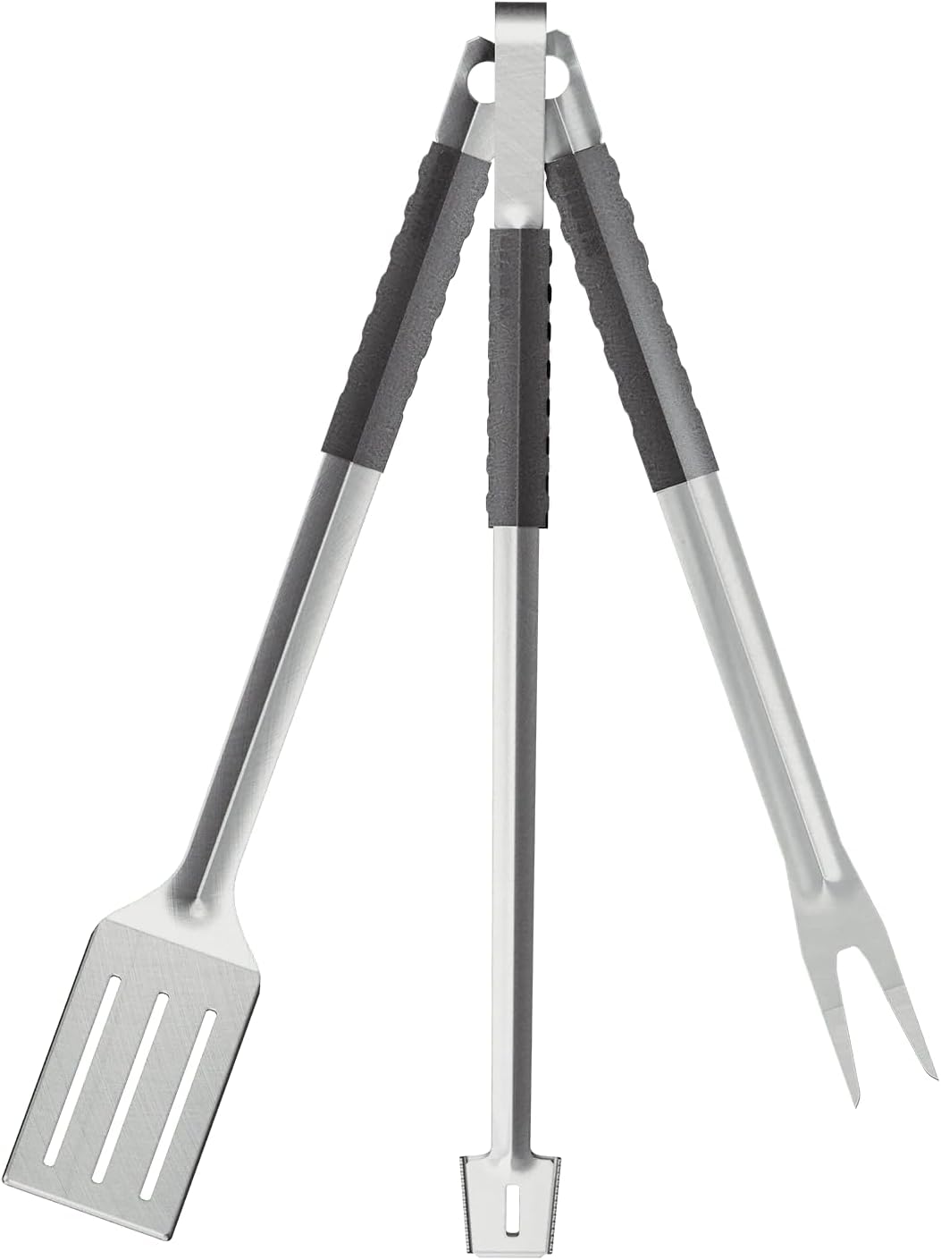 Breeo Grilling Tools Set - Tongs, Spatula, & Fork - Stainless Steel Grilling Accessories - Grill Tools, Griddle & BBQ Accessories for Live-Fire Cooking & Backyard BBQ (Grill Set - Long, 24')