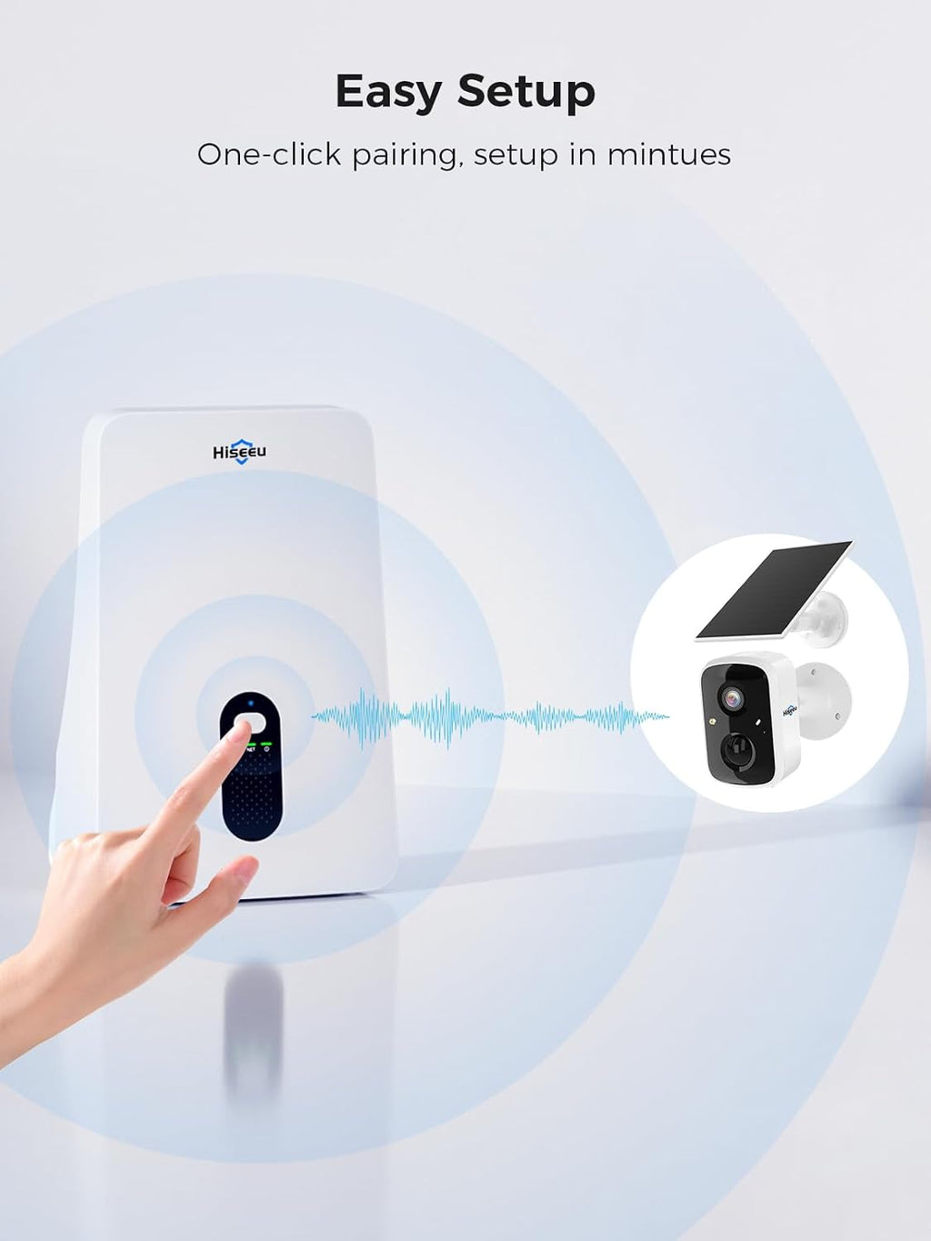 Hiseeu Solar Camera Outdoor Wireless, 4 Cam-Kit, No Subscription, Expandable to 10CH, Home Security Camera System, 2K Color Night Vision, PIR/AI Detection, IP66, 2.4G & 5G WiFi, 1TB Local Recording