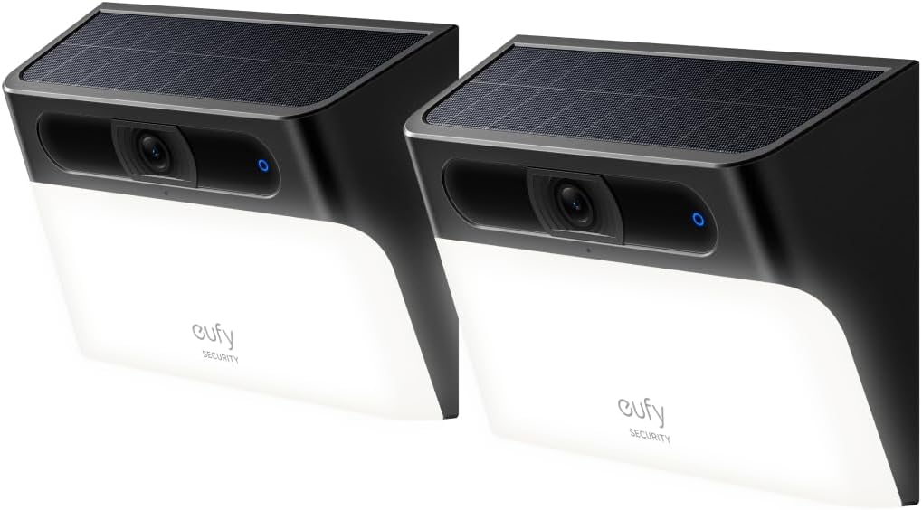 eufy Security Solar Wall Light Cam S120 (2-Pack), Solar Security Cameras Wireless Outdoor, Built-in 8GB Storage, Motion Activated Light, AI Detection, IP65 Waterproof, Spotlight, No Monthly Fee