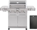 Monument Grills Larger 4-Burner Propane Gas Grills Stainless Steel Cabinet Style with Infrared Side Sear & Side Burners with Cooking Plate(2 Items), Outdoor Use