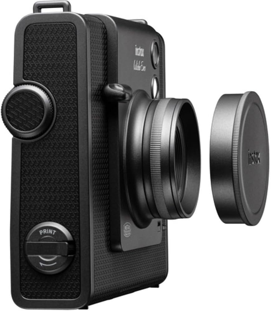 FUJIFILM INSTAX Wide EVO Hybrid Instant Camera | Black Bundle with 10 Exposures of Brushed Metallics Film + 20 Exposures of Film + Photo Album & Colored Frames + Cleaning Cloth (5 Items)