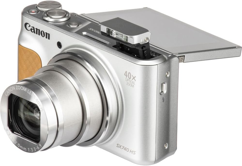 Canon PowerShot SX740 HS Digital Camera (Silver) – 20.3MP, 40x Optical Zoom, 4K UHD Video, Wi-Fi & Bluetooth, Compact Travel Point & Shoot (2956C001) + Bag + 64GB Memory Card