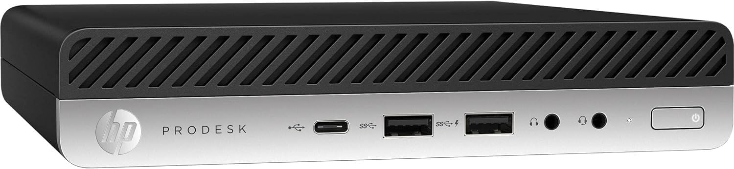 HP ProDesk 600 G4 Mini Desktop PC with 24' FHD Monitor and RGB Speakers PC Set, Intel Core i5-8500T, 8 GB RAM, 256 GB SSD, Keyboard & Mouse, Windows 11 Pro (Renewed)