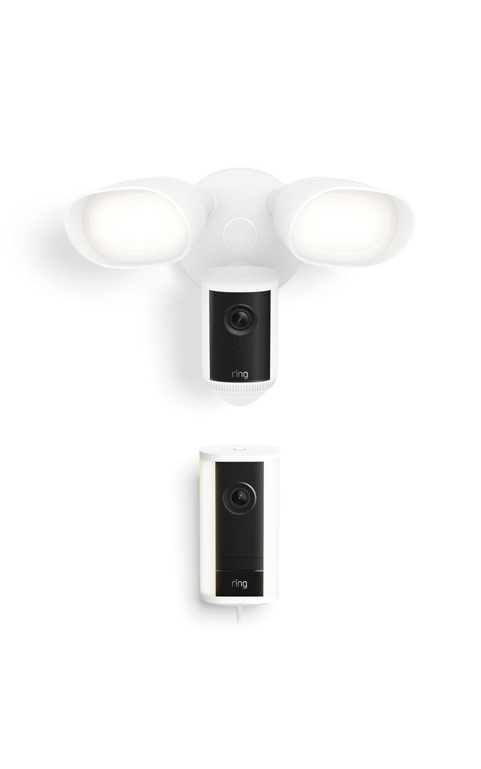 Ring Spotlight Cam Pro, Plug-In (Newest Model), White with Floodlight Cam Pro (Newest Model), White