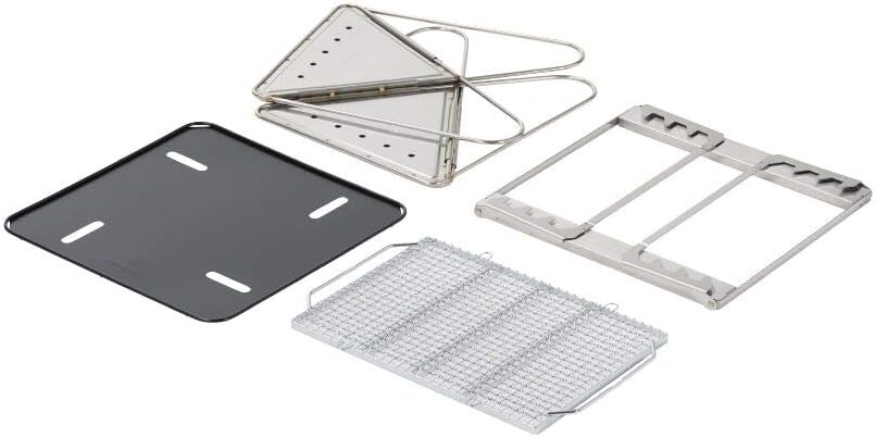Snow Peak Takibi Fire & Grill - Stainless Steel Portable & Collapsible Fireplace - 30 lbs, 5 Piece Set