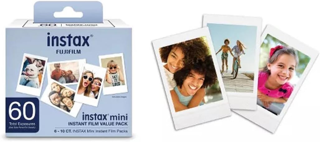 FUJIFILM Mini Instant Camera Film: 120 Shoots Total, Value Pack, (10 Sheets x 12) Includes Slinger Photo Album