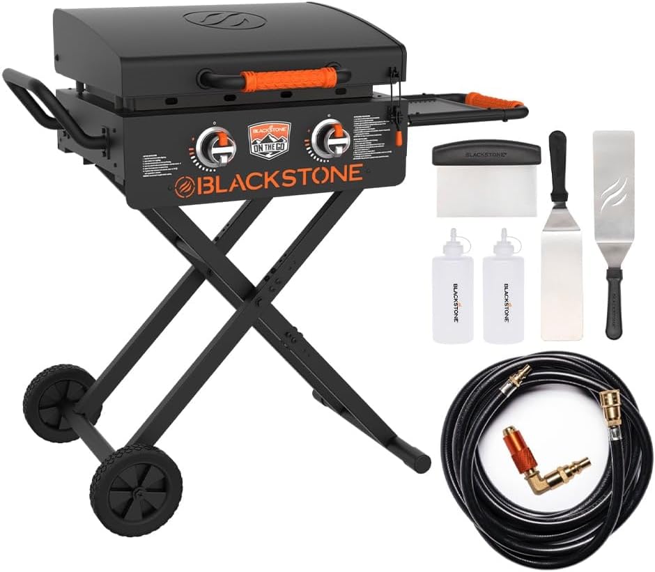 Blackstone On The Go 22' Omnivore Griddle RV-Ready Package - Includes Propane Quick Connect and Griddle Tool Kit - The Ultimate Blackstone Grill Kit