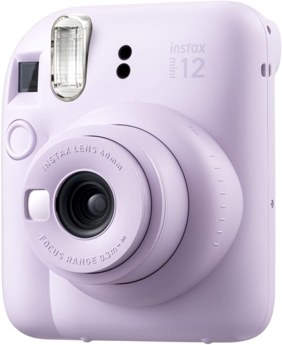 Fujifilm Instax Mini 12 Instant Film Camera Lilac Purple, Fujifilm Instax Mini Twin Pack Instant Film 20 Sheets, Case, Accessory Bundle