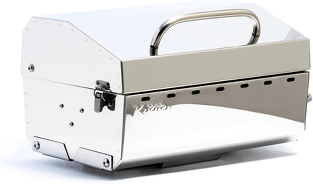 Camco Kuuma Premium Stainless Steel Mountable Gas Grill w/Regulator -Compact Portable Size Perfect for Boats, Tailgating and More - Stow N Go 125' (58140)