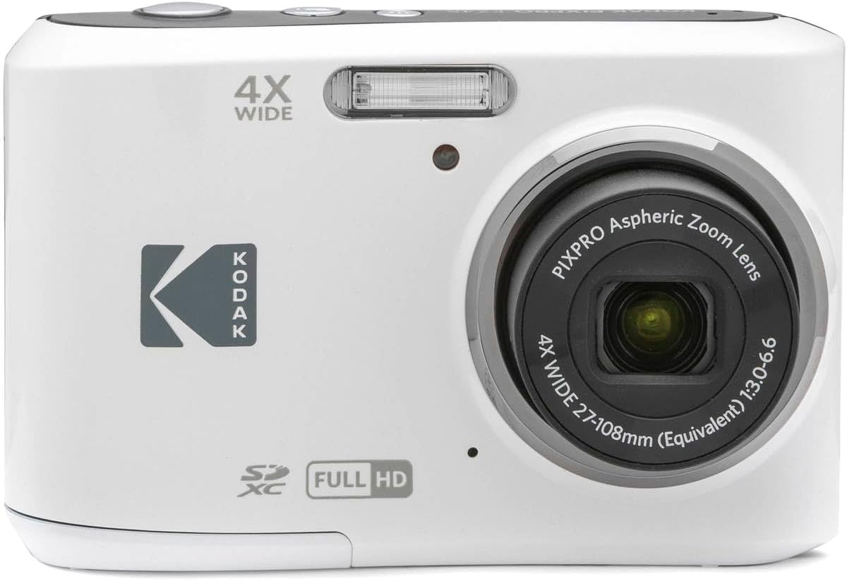 KODAK PIXPRO FZ45-BK 16MP Digital Camera 4X Optical Zoom 27mm Wide Angle 1080P Full HD Video 2.7' LCD Vlogging Camera, Bundle with Camera Case and 32GB SD Card (White)