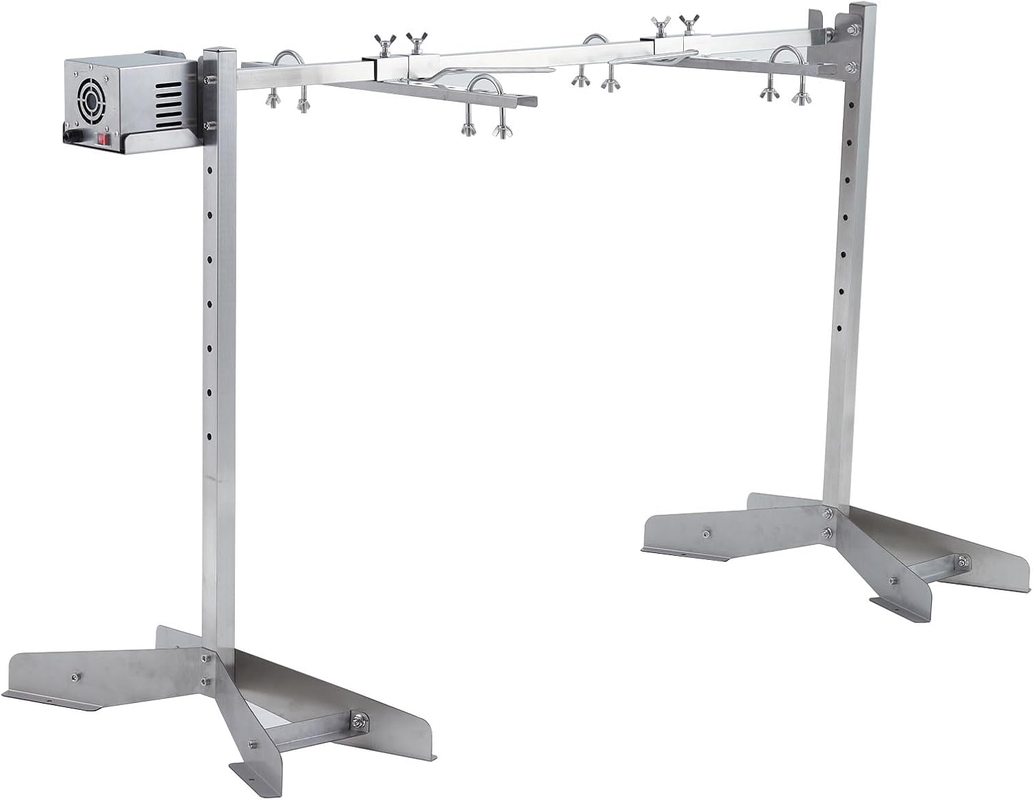 Stainless Steel Electric Rotisserie Grill Kit, 46in 132LB Capacity BBQ Pig Lamb Rotisserie Roaster with 50W Motor, Height Adjustable Charcoal Spit Roaster Stand for Outdoor Kitchen, Camping
