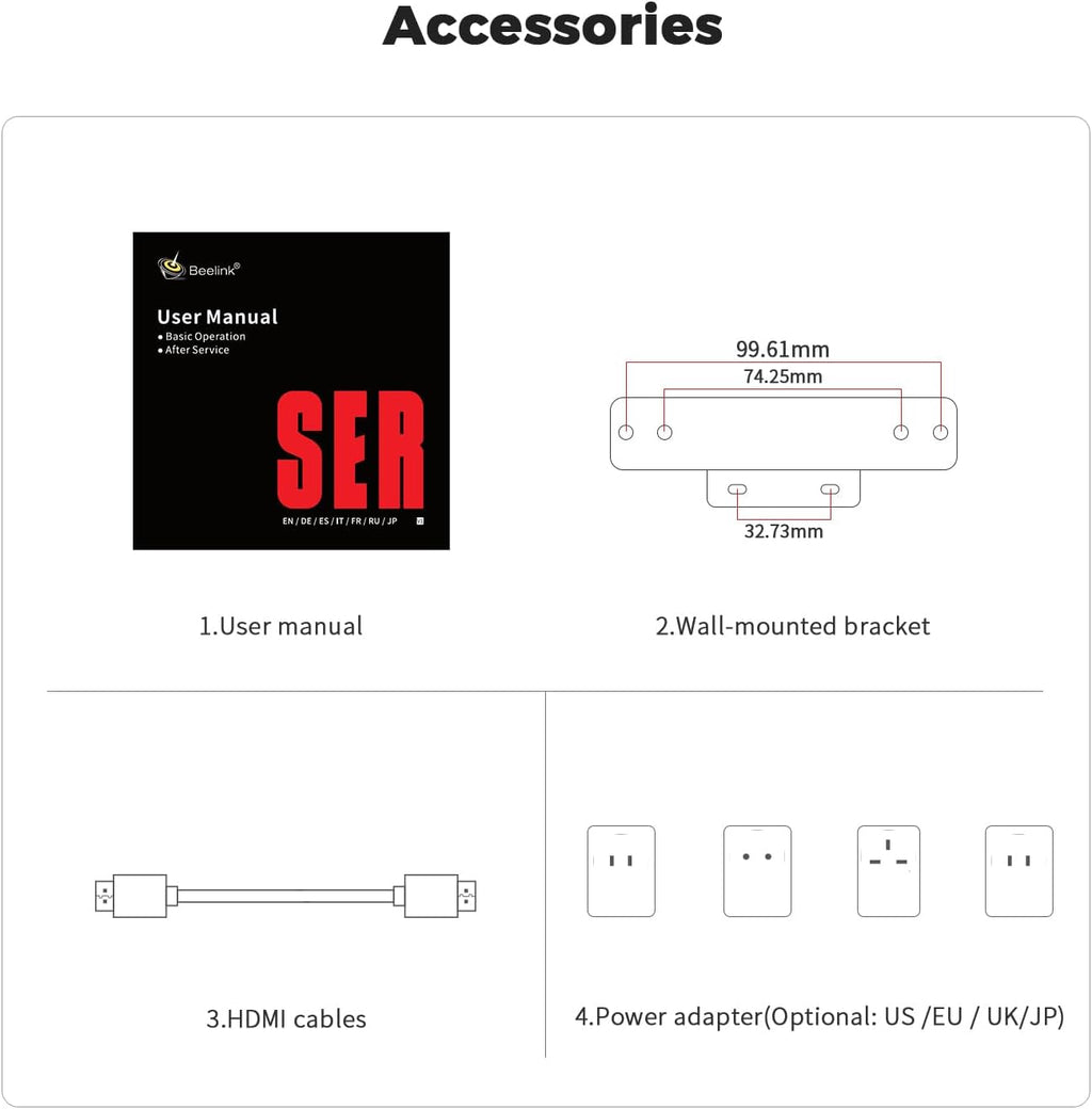 Beelink SER5 Mini PC, AMD Ryzen 5 5625U(up to 4.3GHz) 6C/12T, Mini Computer 16GB DDR4 RAM 480GB NVMe SSD, Mini Desktop Computer 4K@60Hz Dual Display HDMI&DP WiFi6/BT5.2/WOL/HTPC/W-11 Pro