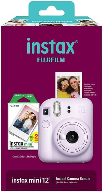 Fujifilm Instax Mini 12 Instant Camera with Bonus Film, 20 Sheets - Lilac (Purple)