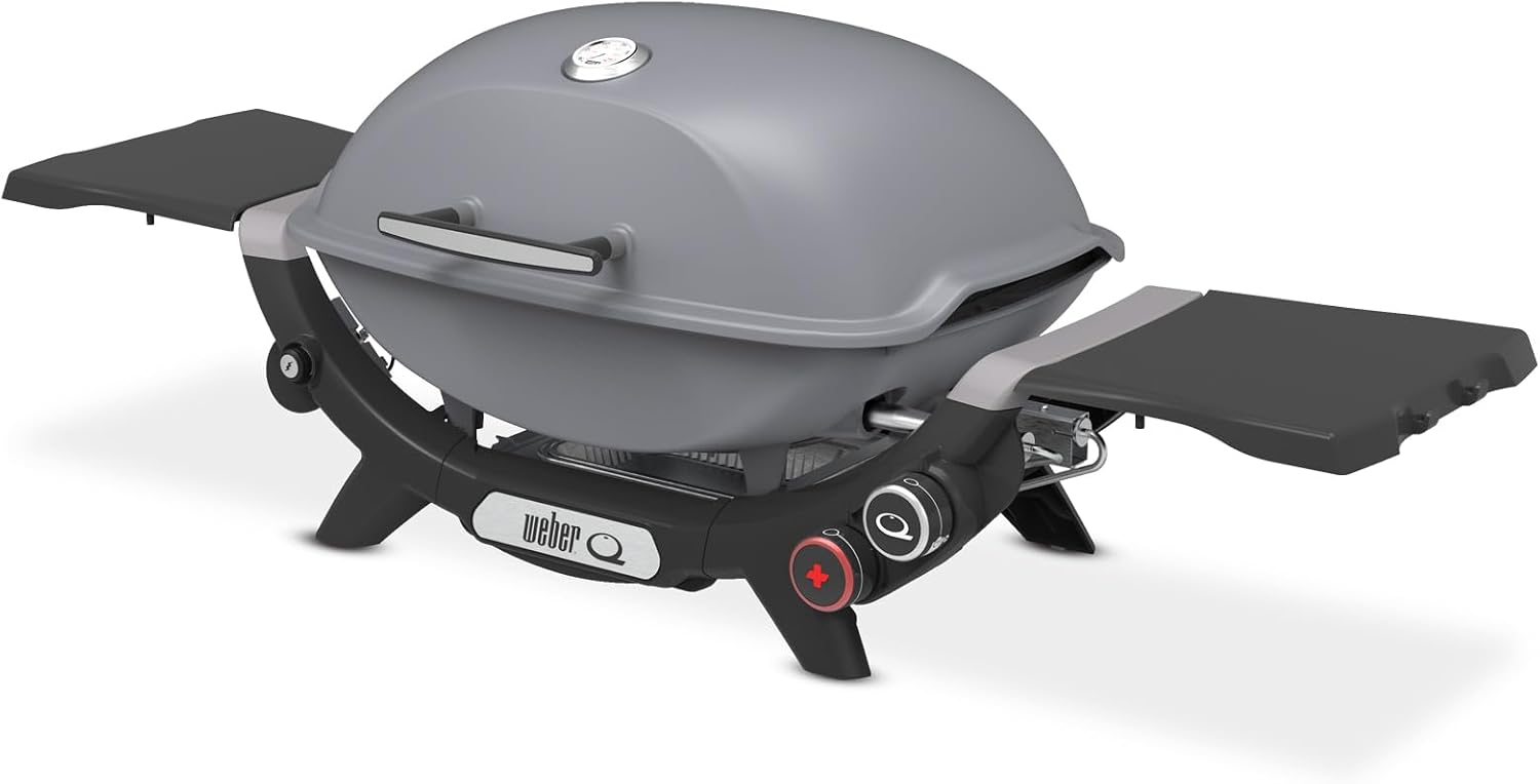 Weber Q 2800N+ Liquid Propane Portable Grill, Smoke Grey – Wide 250°–700°F Temp Range with Plus Burner for Searing, Low‑Temp Roasting & High-Dome Lid for Travel & Camping