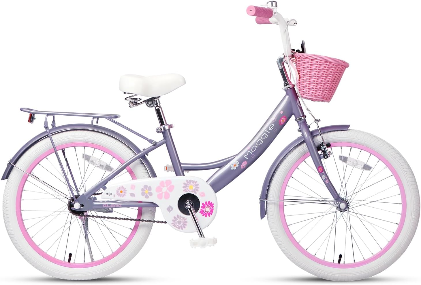Glerc Maggie Girls Bike, 12-20 Inch Kids Bike for 2-13 Years Old Children, Princess Style Kids Bicycle with Doll-Seat & Basket & Training Wheels, Multiple Colors