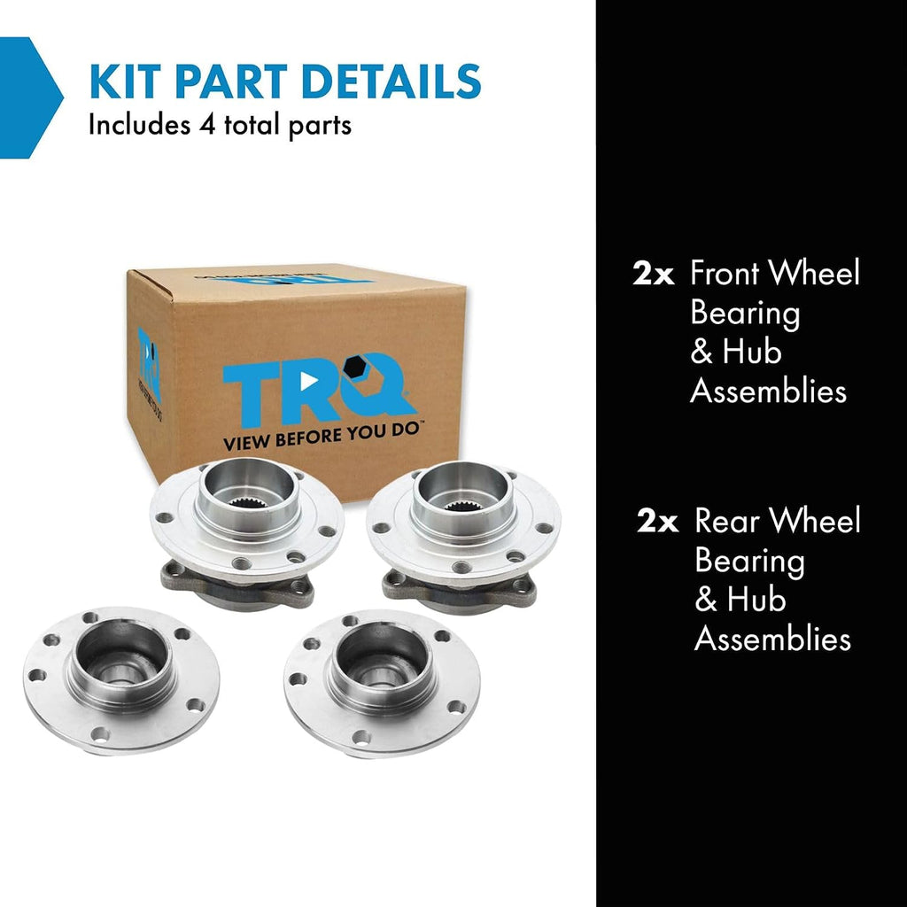 TRQ 2 Piece Front Rear Wheel Bearing & Hub Assembly Set Compatible with 2013-2016 Dodge Dart