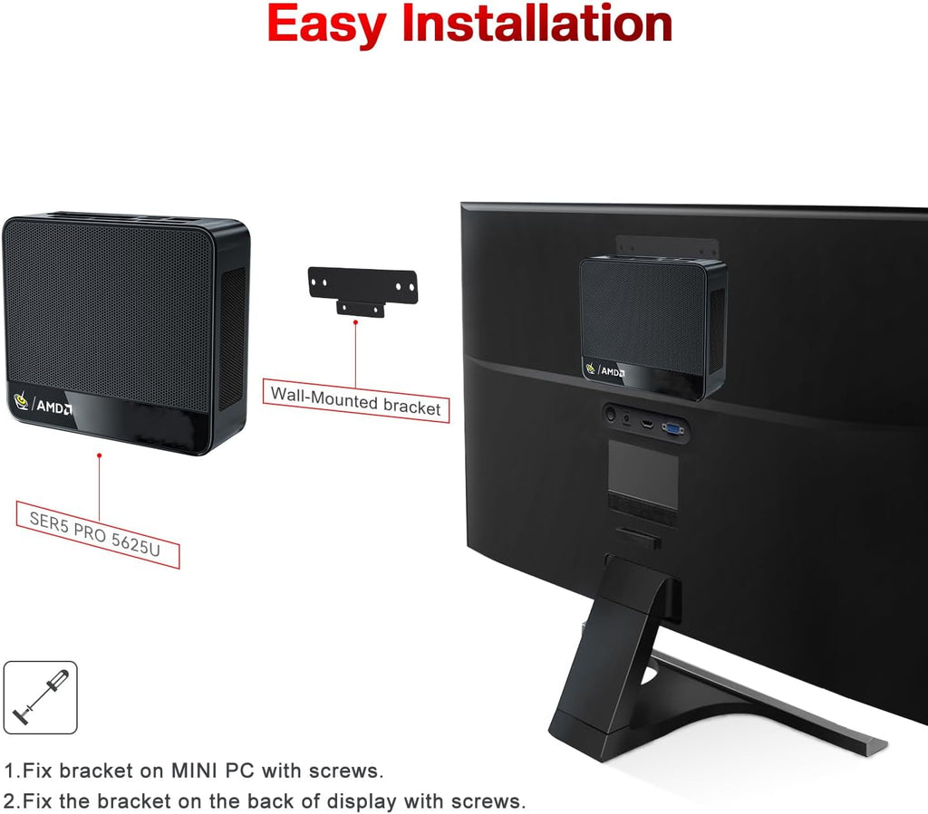 Beelink SER5 Pro Mini PC, AMD Ryzen 5 5625U(up to 4.3GHz) 6C/12T, Mini Computer 16GB DDR4 RAM 480GB NVMe SSD, Mini Desktop Computer 4K@60Hz Dual Display HDMI&DP WiFi6/BT5.2/WOL/HTPC/W-11 Pro