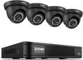 ZOSI 8CH H.265+ Home Security Camera System Outdoor, 8 Channel 1080p HD-TVI DVR & 4 x 720p Surveillance CCTV Dome Camera with Motion Detection, 80ft IR Night Vision, Remote Access (No Hard Drive)