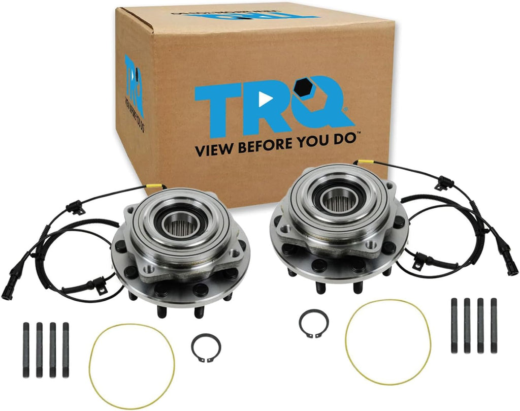 TRQ 2 Piece Front Wheel Bearing & Hub Assembly Set 4WD Compatible with 2005-2010 Ford F-450 Super Duty F-550 Super Duty