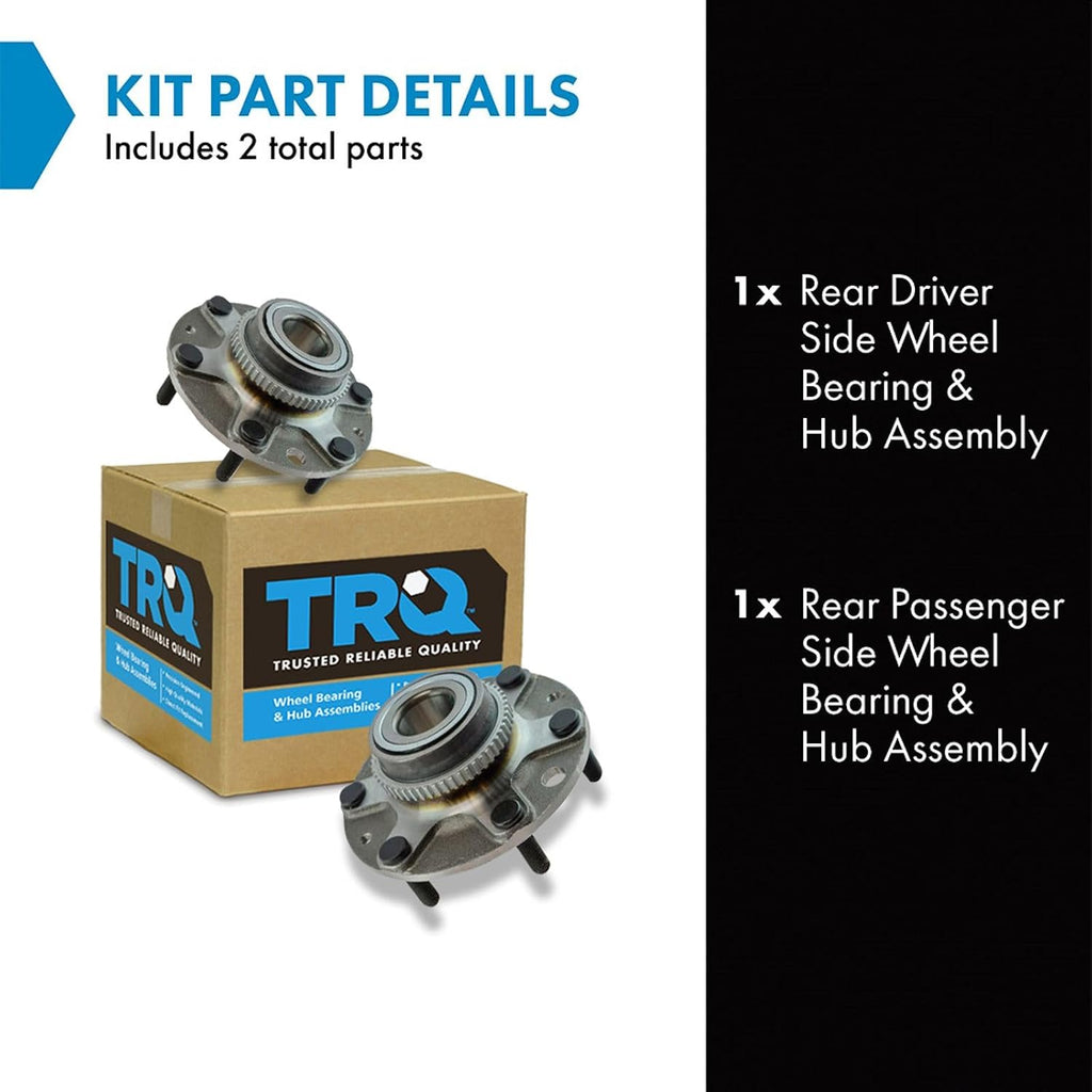 TRQ Rear Left and Right Wheel Bearing and Hub Assembly Set 2 Piece Compatible with 2006-2012 Kia Sedona 2014 Sedona 2007-2008 Hyundai Entourage