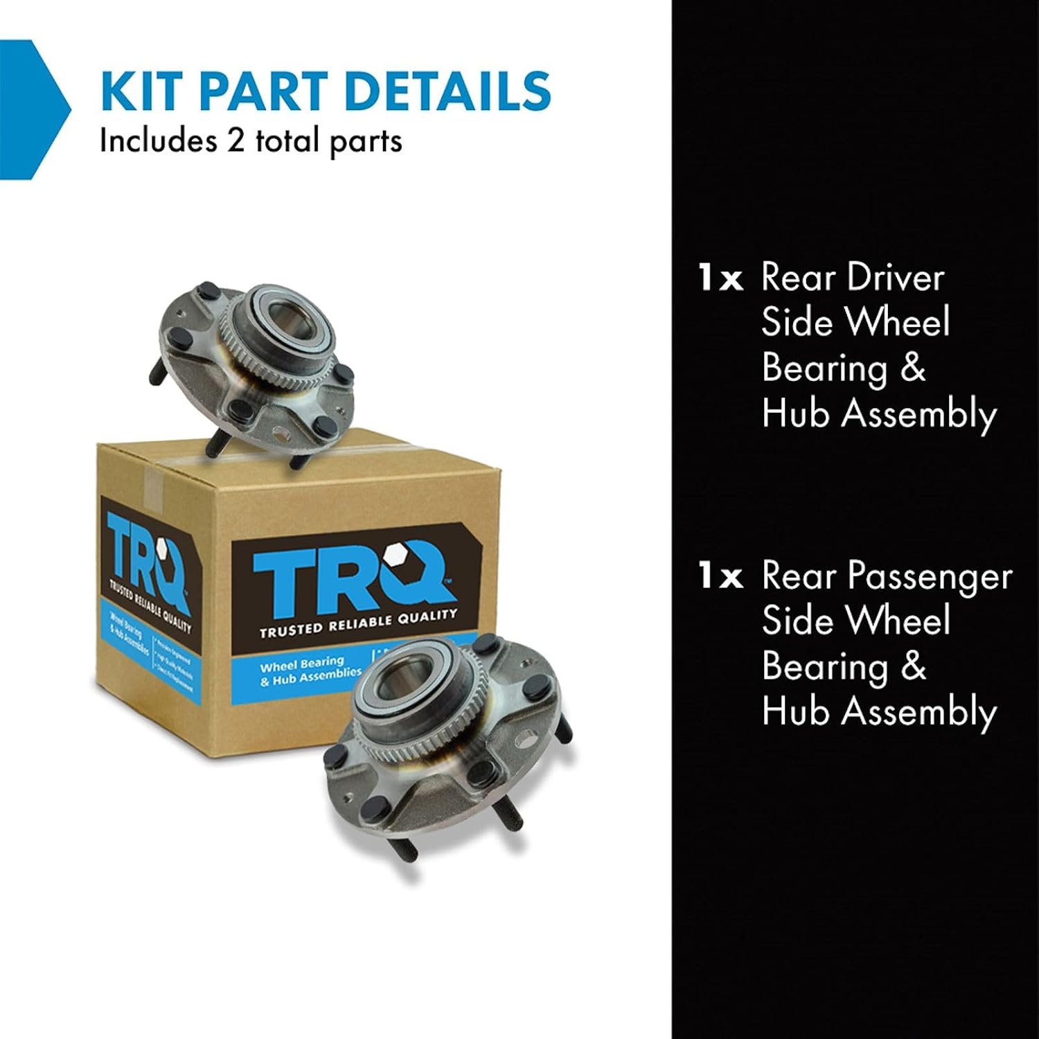 TRQ Rear Left and Right Wheel Bearing and Hub Assembly Set 2 Piece Compatible with 2006-2012 Kia Sedona 2014 Sedona 2007-2008 Hyundai Entourage
