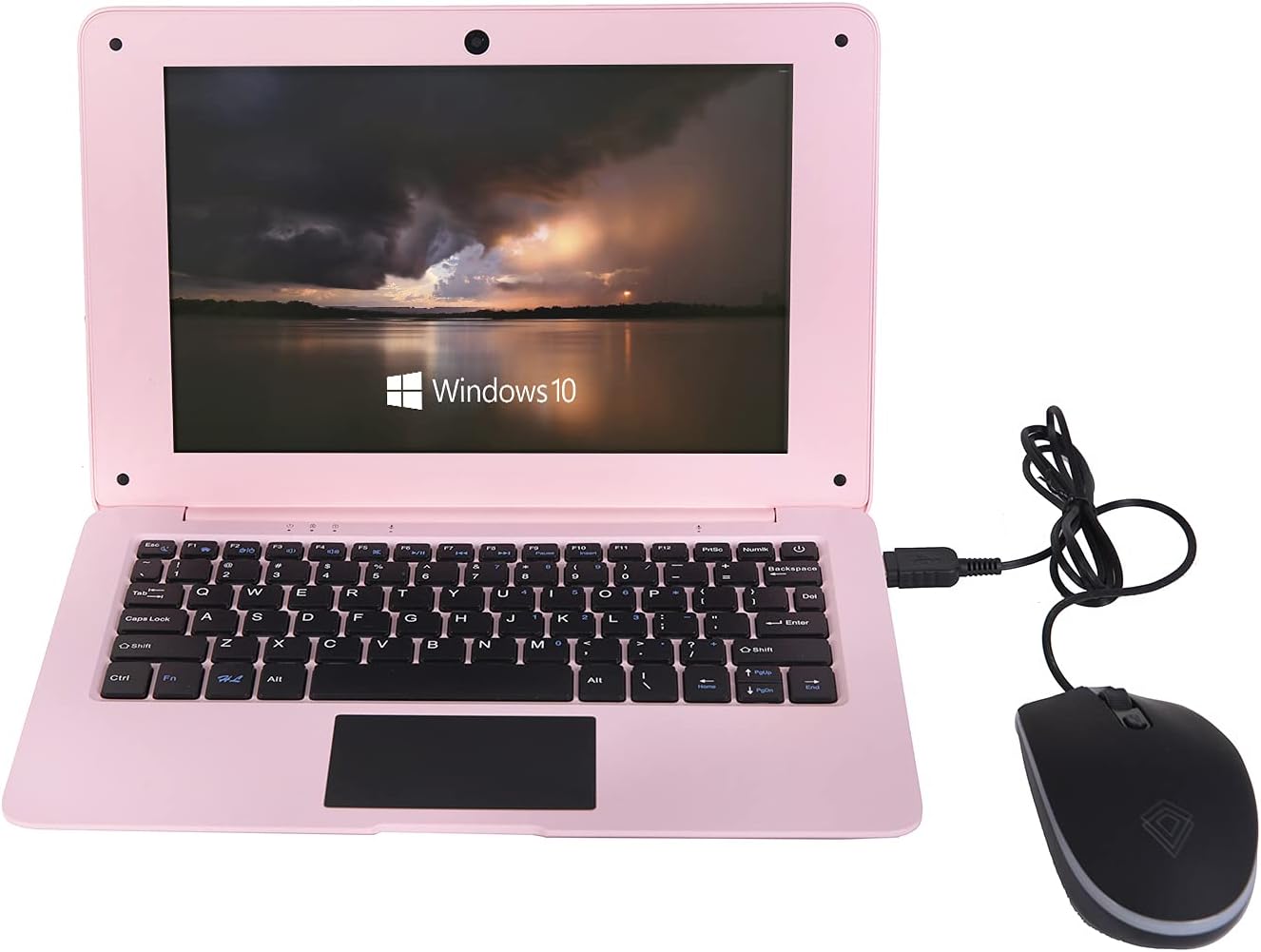 Windows 10 Computer Laptop Mini 10 Inch 32GB Ultra Thin and Light Netbook Quad Core CPU PC HDMI WiFi USB YouTube (Light Pink)