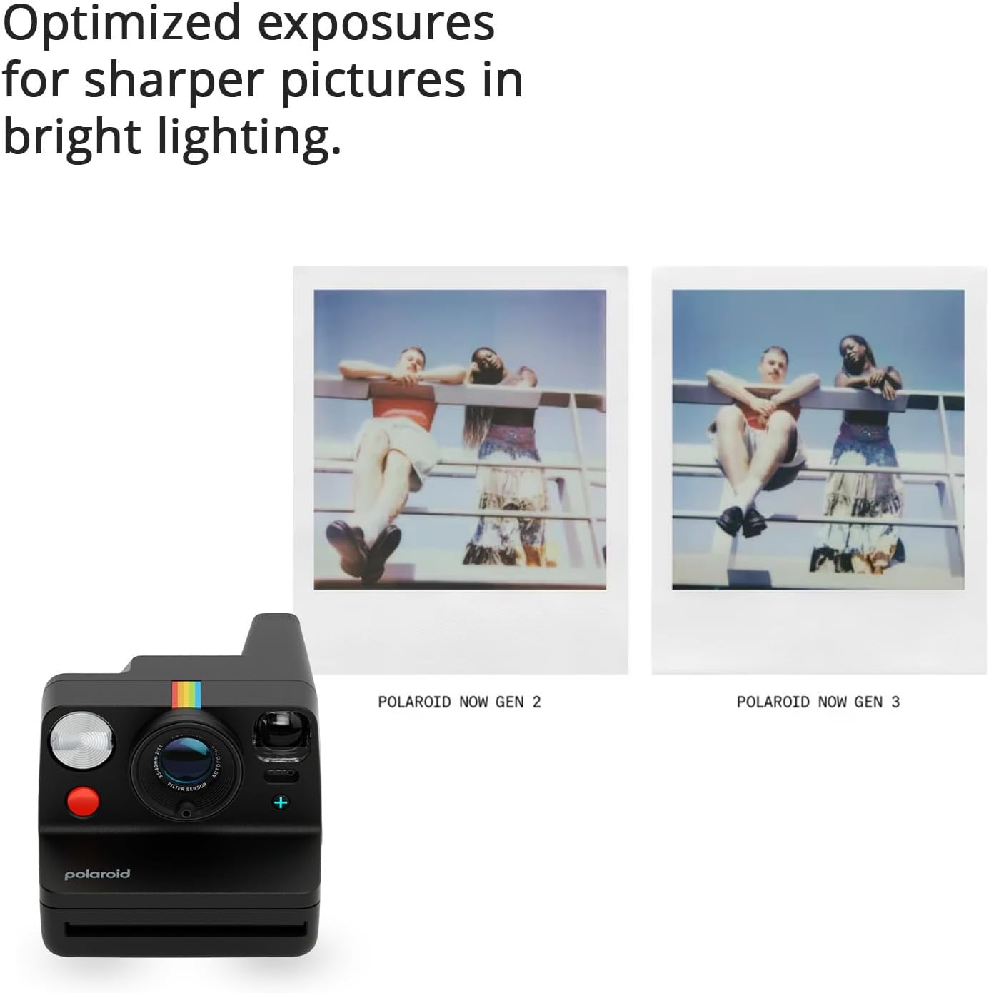 Polaroid Now Generation 3 Instant Camera with Built-in Tripod Mount and Two-Lens Autofocus System (Black) Bundle with Film Kit and B and W Film for i-Type Cameras (3 Items)