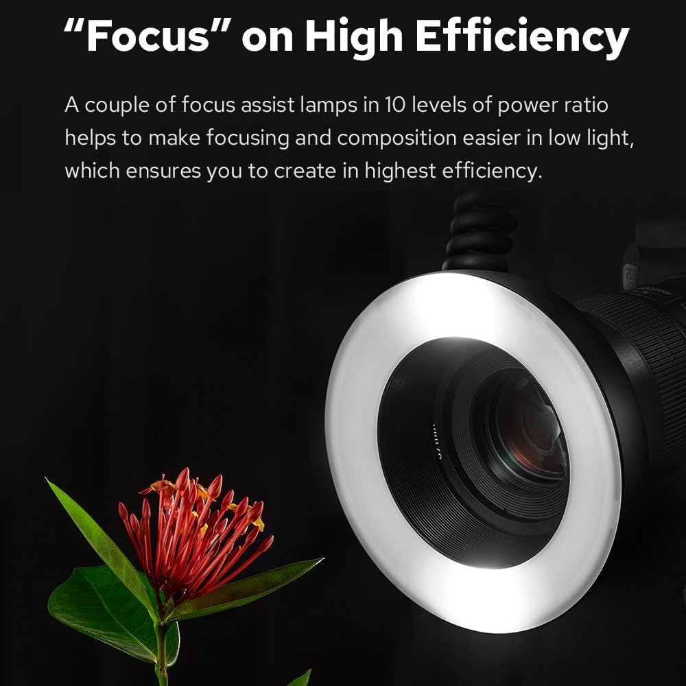 Godox MF-R76 LED Micro Ring Flash with 2600mAh Li-ion Battery and LCD Display Adapter Rings for Canon Sony Nikon Fuji Olympus Panasonic Pentax Camera Flash Speedlight Speedlite Light