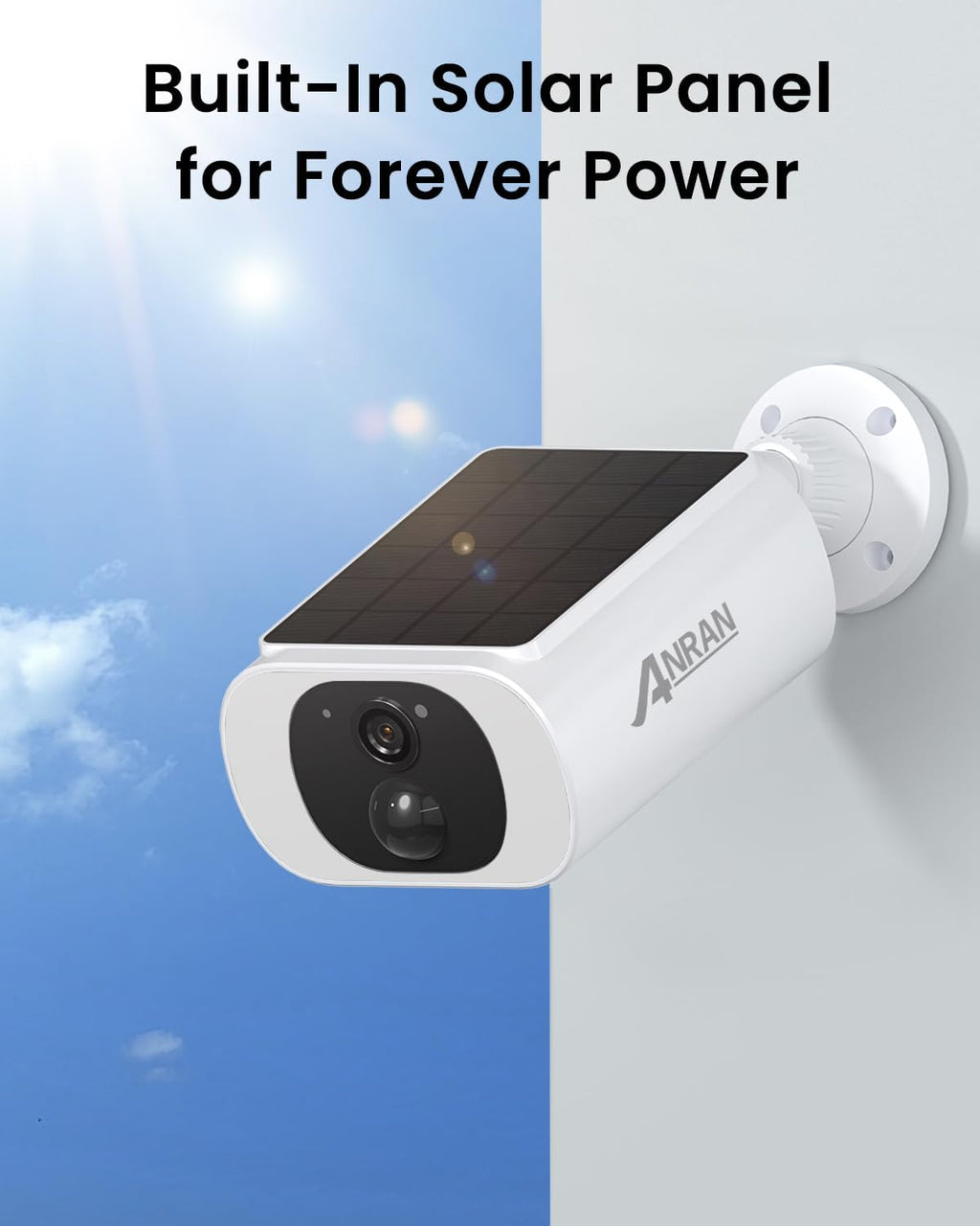 ANRAN 2K Cameras for Home Security Outside, Solar Security Cameras Wireless Outdoor, Battery Powered WiFi Surveillance with Human Detection, Color Night Vision, Spotlight, Works with Alexa (4 Pack)