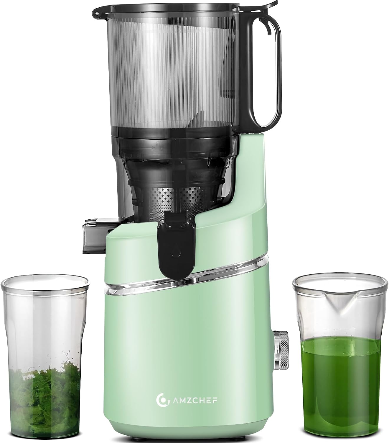 AMZCHEF Juicer Machines, 5.8' Extra Self-Feeding Cold Press Juicer for Whole Vegetable & Fruit, Juice Extractor Machine with Large Auger & Triple Strainers, Easy to Clean, High Juice Yield